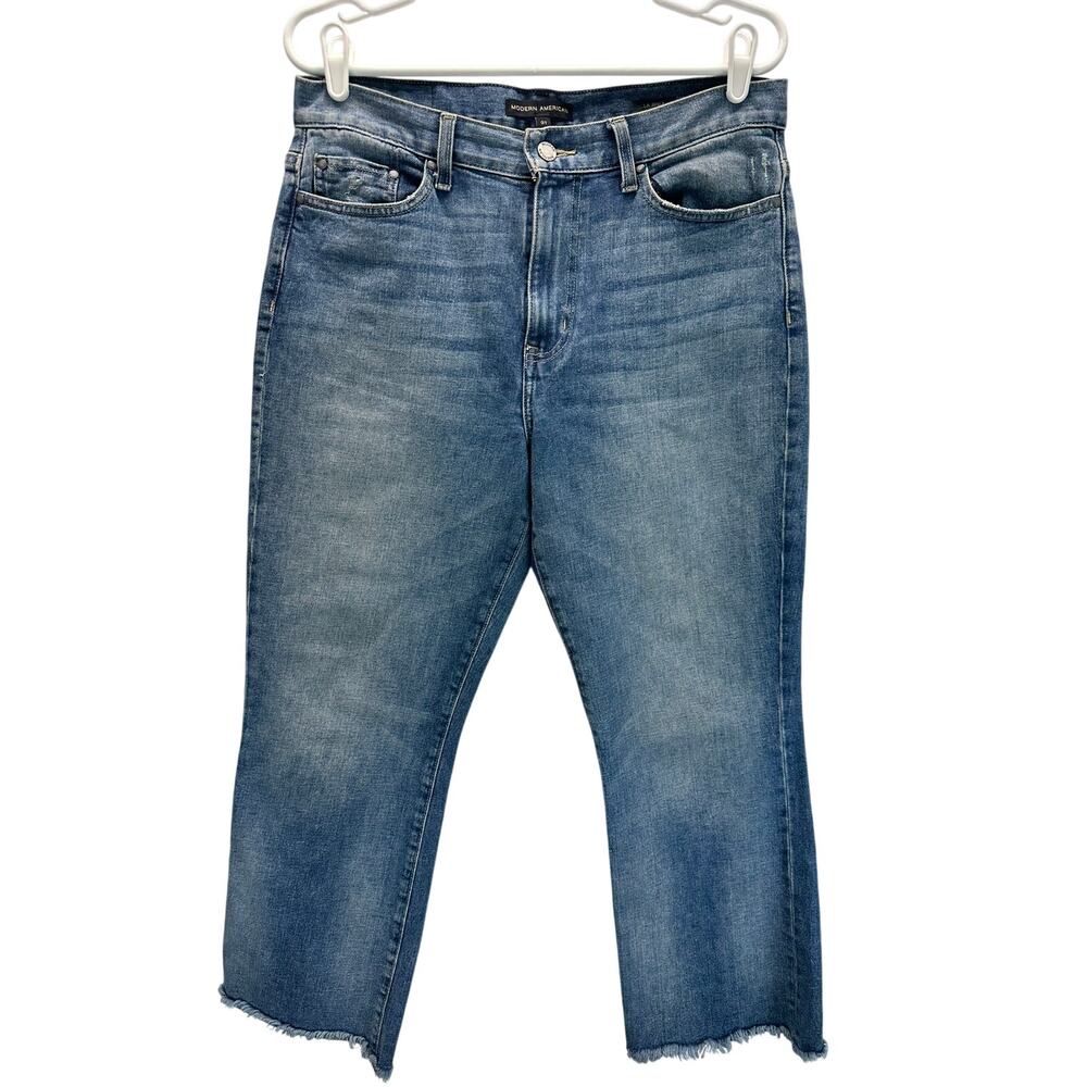 Modern American La Brea Crop Boot Jeans Raw Hem Size 31